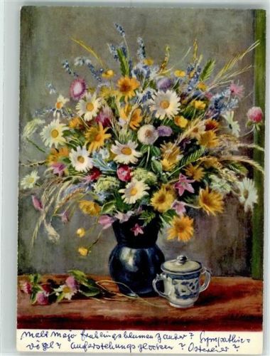 1955 Feldblumenstrauß Blumenvase Spende zu Gunsten der Schreibstuben Militärkommission der deutschsprachigen Schweiz