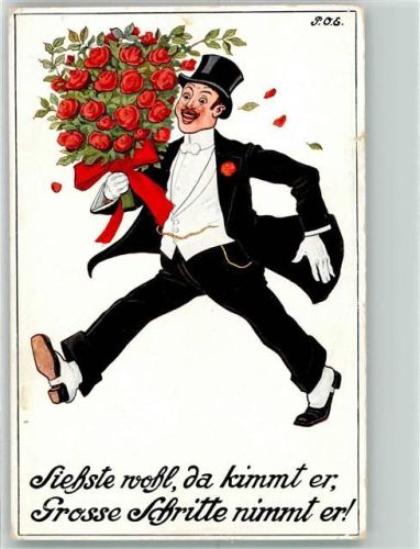 Bräutigam Frack und Zylinder mit Rosen Humor Verlag Zieher, Ottmar