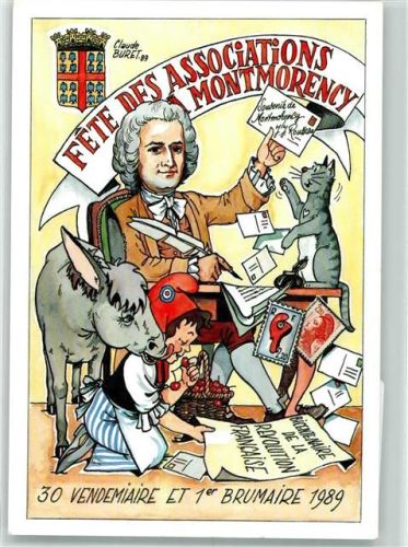 Montmorency 1989 sign. Buret, Claude Colloque International J.J. Rousseau Esel Katze