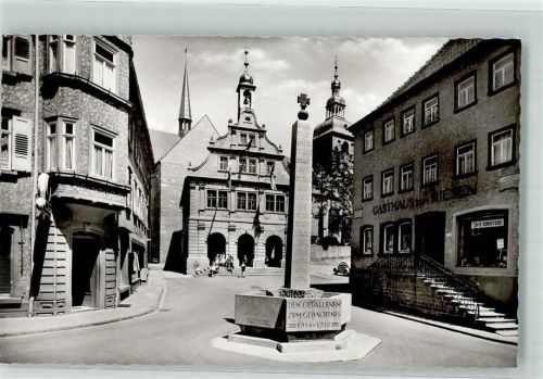 Buchen Altes Rathaus Kriegerdenkmal und Gasthaus zum Riesen