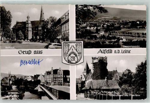 Alfeld Rathaus Leinebrücke Landratsamt Fillerturm Wappen