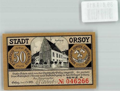 Orsoy 1921 50 Pfennig Rathaus