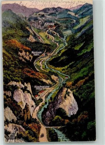 Höllental 1923 Vogelschau Hirschsprung Posthalde Eisenbahn