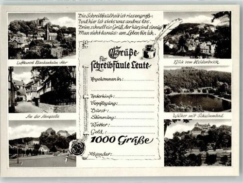 Blankenheim Telegrammstil Jugendburg Burg Blankenheim und Kirche St. Mariä Himmelfahrt Ahrquelle Weiher mit Schwimmbad Verlag Kirstgen