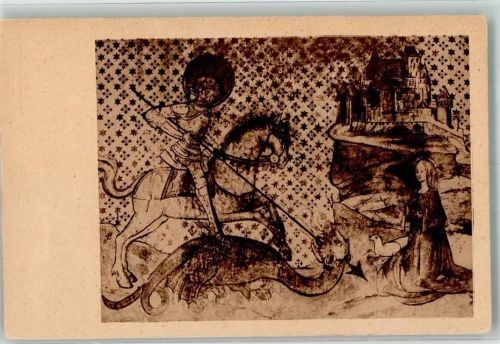 Kronenburg Mittelalterliches Wandgemälde in der Kath. Pfarrkirche St. Johannes Photogravur