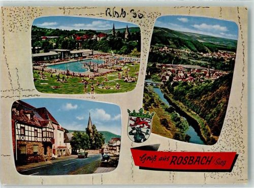 Rosbach Schwimmbad Kirche Auto Brücke Wappen Gruß