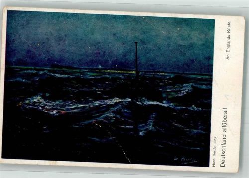 1915 sign. Bertle, Hans Deutsches U-Boot vor Englands Küste WK I ASM Serie 666 No. 5 Künstlerkarte