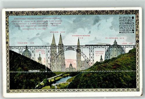 Remscheid Kaisere Wilhelm Brücke Höhen-Verhältnis zu anderen Bauwerken heute: Müngstener Brücke