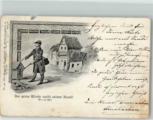 1908 Blinder Mann sucht seinen entlaufenen Hund Verlag Otto Mangold Nr. 49