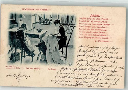 1898 Frau Kind Spruch sign. Zewy K. Moderne Galerie Nr.B193