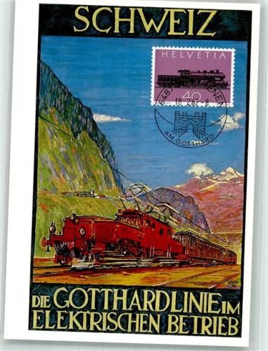Eisenbahn Gotthardlinie Schweiz sign. Buzzi Daniele