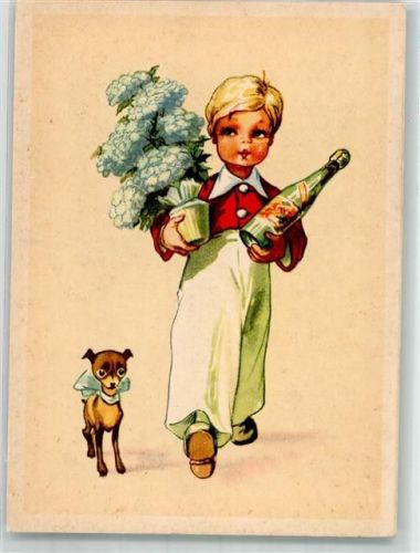 sign. Salac A. L. Kind Hund Blumen Minerva 739-1