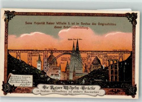 Remscheid Kaisere Wilhelm Brücke Höhen-Verhältnis zu anderen Bauwerken heute: Müngstener Brücke
