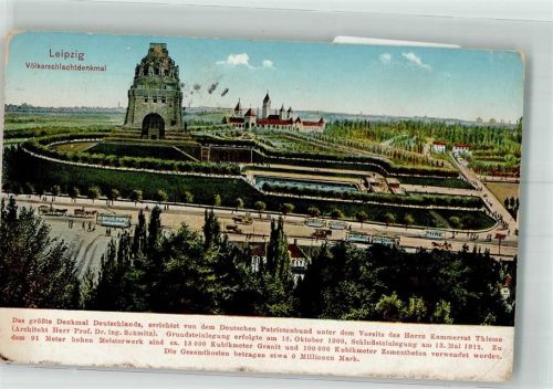 Völkerschlachtsdenkmal 1917 Verlag Trinks & Co. Nr. 988 Feldpost WK I Leipzig