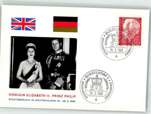Düsseldorf Staatsbesuch Königin Elisabeth II Prinz Philip Deutschlandbesuch 25.5.1965 Ersttagskarte