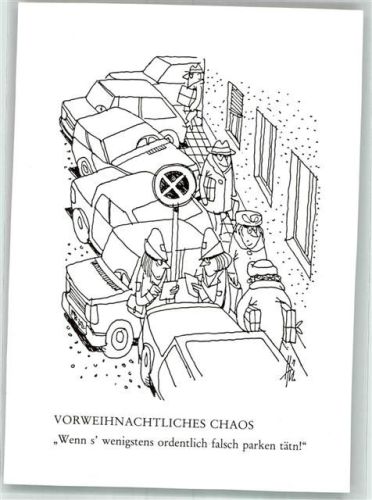 1987 sign. Hürlimann, Ernst Politessen schreiben eifrig Parksünder in der Weihnachtszeit auf