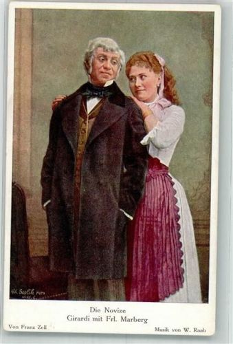 Girardi mit Fräulein Marberg in Die Novize sign. Scolik Theaterschauspieler Künstlerkarte