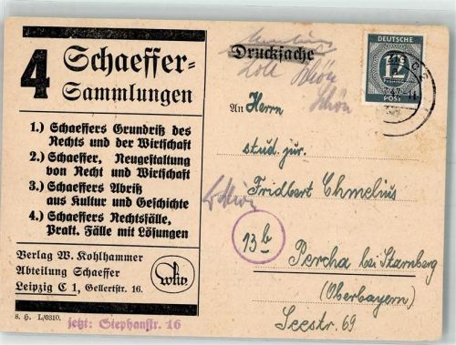 Leipzig 1947 Verlag Kohlhammer Abteilung Schaeffer