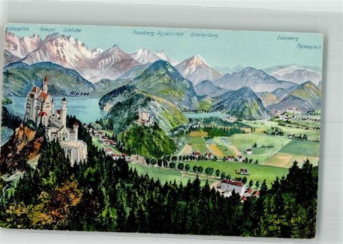 Neuschwanstein Vogelschau von Schloss Hohenschwangau Alpsee Schwansee und Alpenpanorama Verlag Zieher, Ottmar 5982