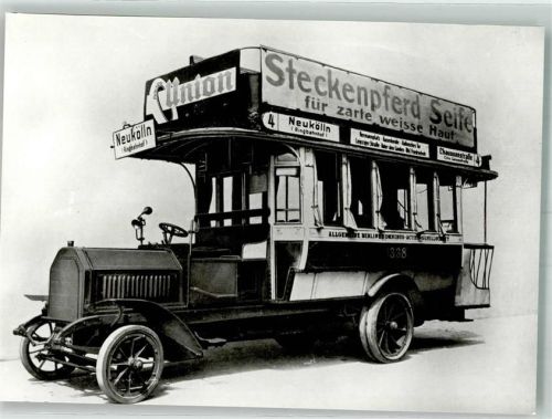 Neukölln 1907 Omnibus Daimler 1907 Werbung Steckenpferd Seife Repro BVG