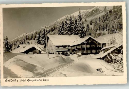 Blaichach Winter Gasthaus zum Hirsch Gunzensrieder Säge Foto AK