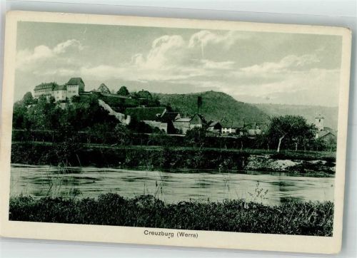 Creuzburg mit Burg Creuzburg an der Werra Karte mit Einriß