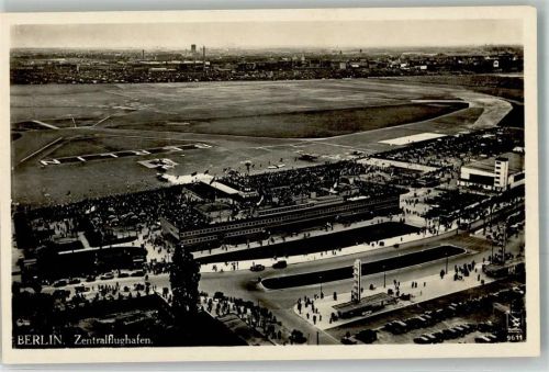 10115 W1000 Tempelhof Foto AK Fliegeraufnahme Zentralflughafen