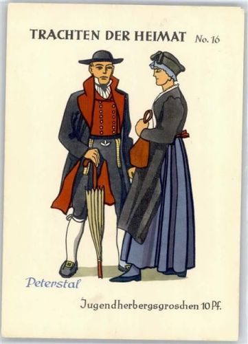 Herbergsgroschen , Feuerstein, F. , Peterstal. , Trachten der Heimat No.16