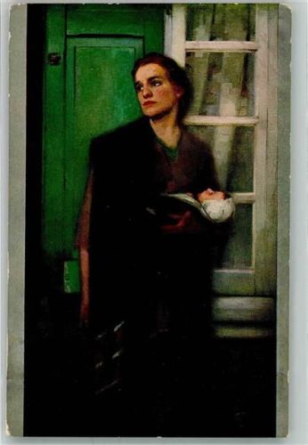 1918 Ins Feld gezogen , Frau Baby in der Heimat WK I Volkskunstverlag Serie 38/346