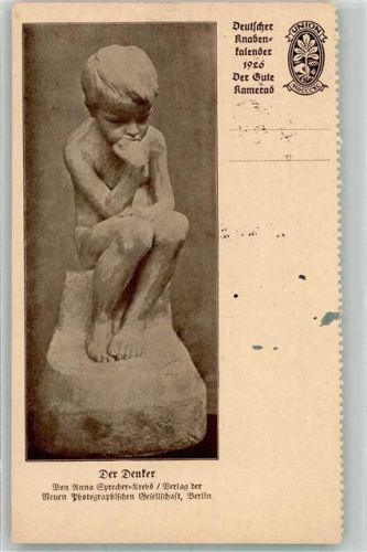 1926 Deutscher Knabenkalender 1926 Skulptur der Denker von Anna Sprecher-Krebs