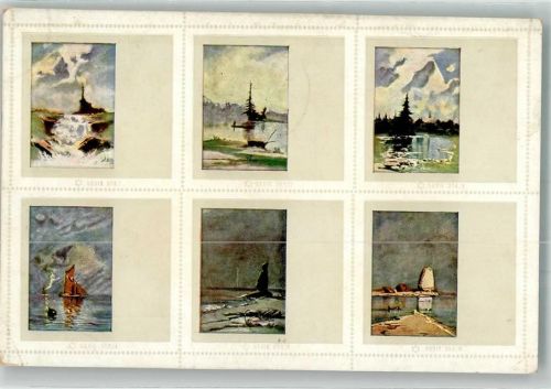 1918 Aufgedruckte Briefmarken mit diversen Gewässermotiven Feldpost WK I Feld-Rekruten-Depot 36. Inf.-Div.