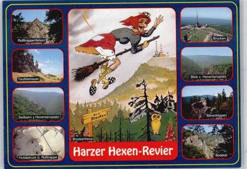 Brocken Eule Funkturm Seilbahn Hexentanzplatz Hexe Foto AK