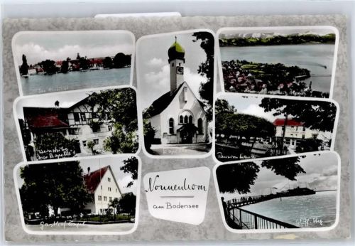 Nonnenhorn Teilansicht, Kirche, Gasthof, Pension Lanz