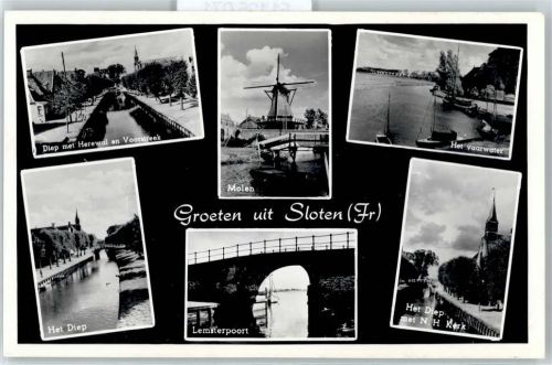 Sloten Het Diep met Kerk, Windmühle Molen, Lemsterpoort, Herewal en Voorstreek