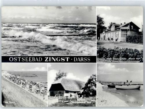 Zingst Strand, FDGB-Erholungsheim Wiener Hof, Fischerstrand, Schilfgedecktes Haus