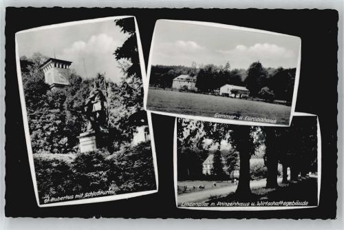 21368 W2121 Dahlenburg - Sommer- und Europahaus, Lindenallee, Prinzenhaus, Wirtschaftsgebäude, Denkmal St. Hubertus, Schloßturm, Heimvolkshochschule, Jagdschloß Göhrde