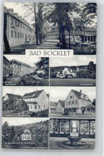97708 W8733 Bad Bocklet - Brunnen, Kurhaus, Kurpension Laudensack, Kursanatorium Dr. Trümbach