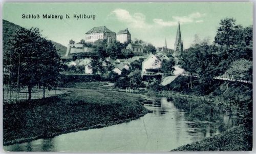 Kyllburg Schloss Malberg, Fluss, Kirchturm