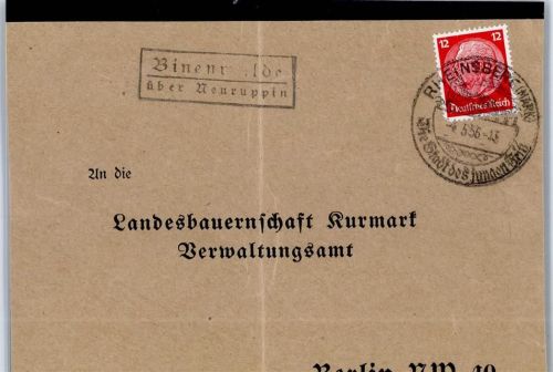 Rheinsberg Landpoststempel Binenwalde