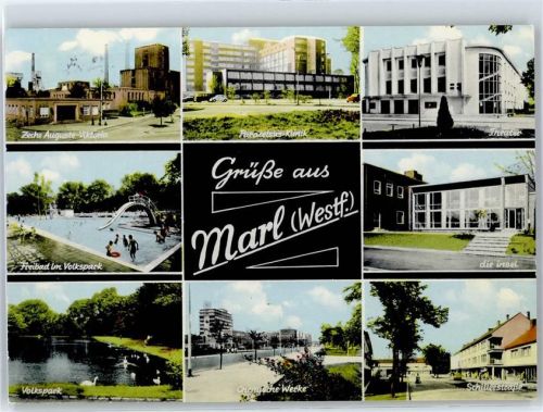 Marl 1971 Zeche Auguste-Viktoria Schwimmbad Theat Krankenhaus