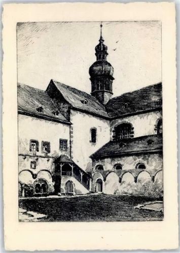 Eberbach Malerischer Winkel im Kreuzgarten nach Original-Federzeichnung sign. Heinr. Landgrebe