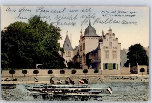 Hattenheim 1915 Hotel Pension Ress Schiff