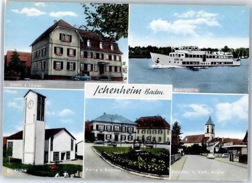 77743 W7607 Ichenheim - Gasthaus zum Löwen Ev. Kirche Rathaus