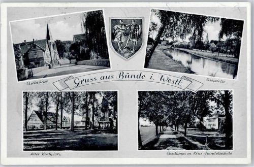 Bünde Elsebrücke Wappen Elsepartie Alter Kirchplatz Elsedamm Kreis-Handelsschule