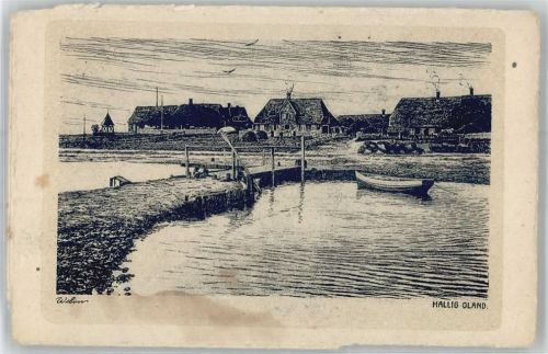 25863 W2251 Oland , Hallig Künstlerkarte Bahnpost