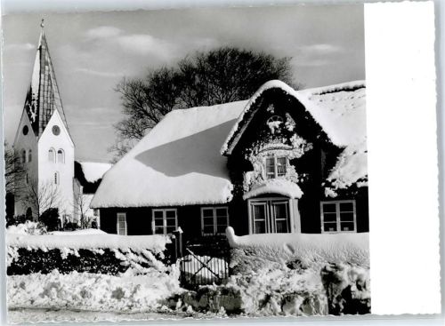 25946 W2278 Nebel , Amrum Winter St. Clemenskirche