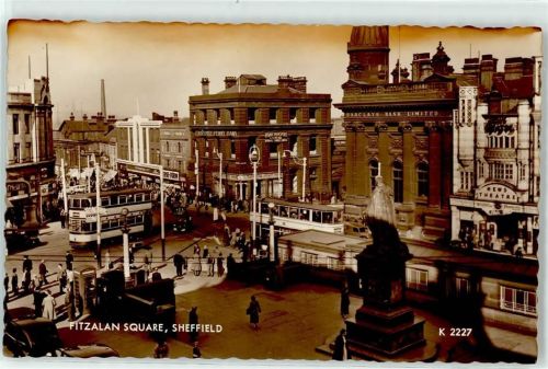 Sheffield Fitzalan Square Denkmal Straßenbahn