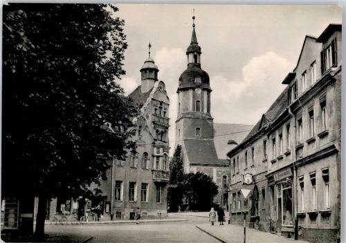 04425 O7127 Taucha b Leipzig Foto AK Ernst-Thälmann-Platz Lebensmittel Handlung
