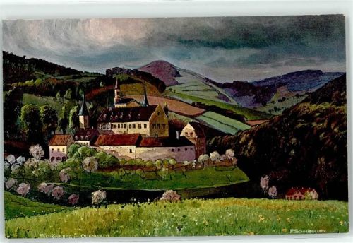64625 W6140 Schönberg , Bensheim Künstlerkarte sign P.Schmiegelow Schloss Odenwald