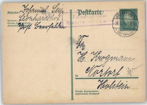 Falken-Gesäß Landpoststempel